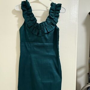 Chic Teal Ruffle Mini Dress